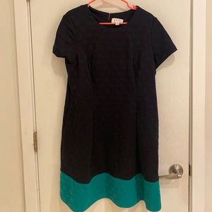 Color-block Navy and Green Dress